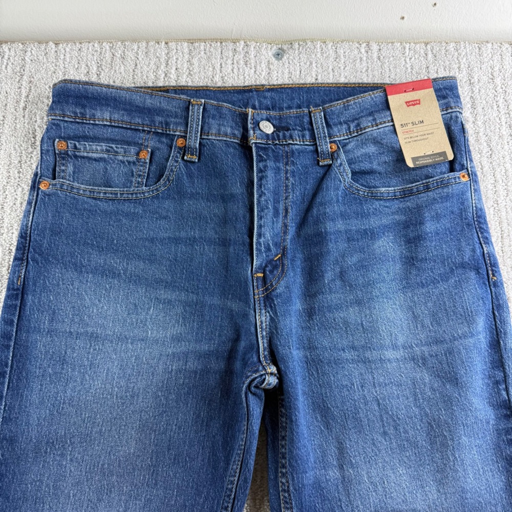 Levis 511 Slim Stretch Mens Jeans Blue Denim 34x30 04511-5431 - Picture 4 of 5